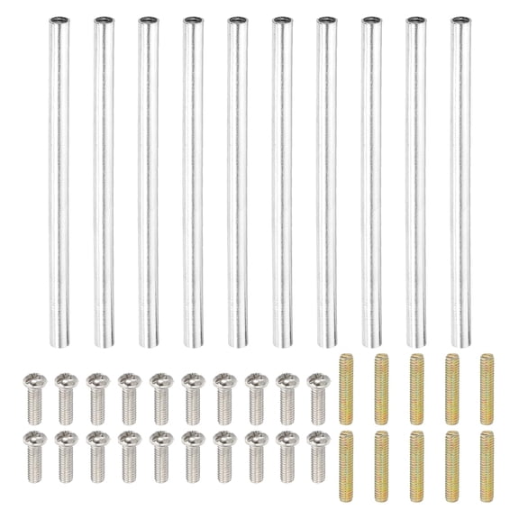 BDKWID-80mm (3.1") Round Coupling Nuts Kit, M4 Threaded Connector Bar Hardware with Fully Thread Rods Screws for Lamp Model Furniture DIY Repair Part