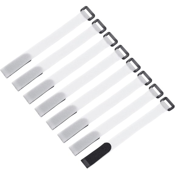BDKWID-8Pcs Reusable Battery Tie Down Straps,0.8x10" White Nylon Multipurpose Battery Hold Down Adjustable Cinch Strap Hook Loop Fastening Tie for Quadcopters FPV RC Drone Boat Car