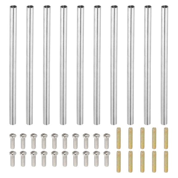 BDKWID-90mm (3.5") Round Coupling Nuts Kit, M4 Threaded Connector Bar Hardware with Fully Thread Rods Screws for Lamp Model Furniture DIY Repair Part