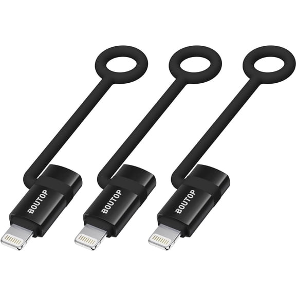 BDKWID-Apple MFi Certified 60W PD Fast Charging USB-C to Lightning Adapter with Anti-Loss Lanyard,Compatible with iPhone 14/13/12/11/X (Black, 3-Pack)