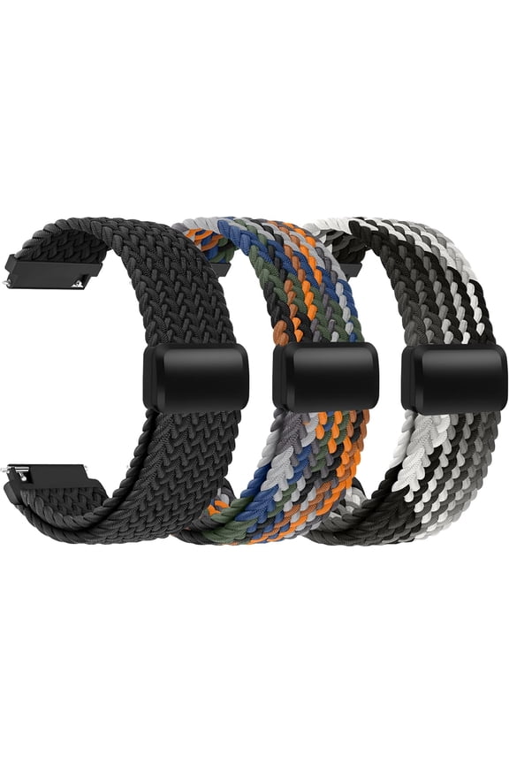-Bands for Fitvii HM57 / MorePro HM57 Smart Watch, 22mm Stretch Nylon Braided Replacement Wristband for Fitvii / MorePro HM57 Smartwatch Elastic Adjustable Straps (Not for Fitvii HM08, HM58 ) (