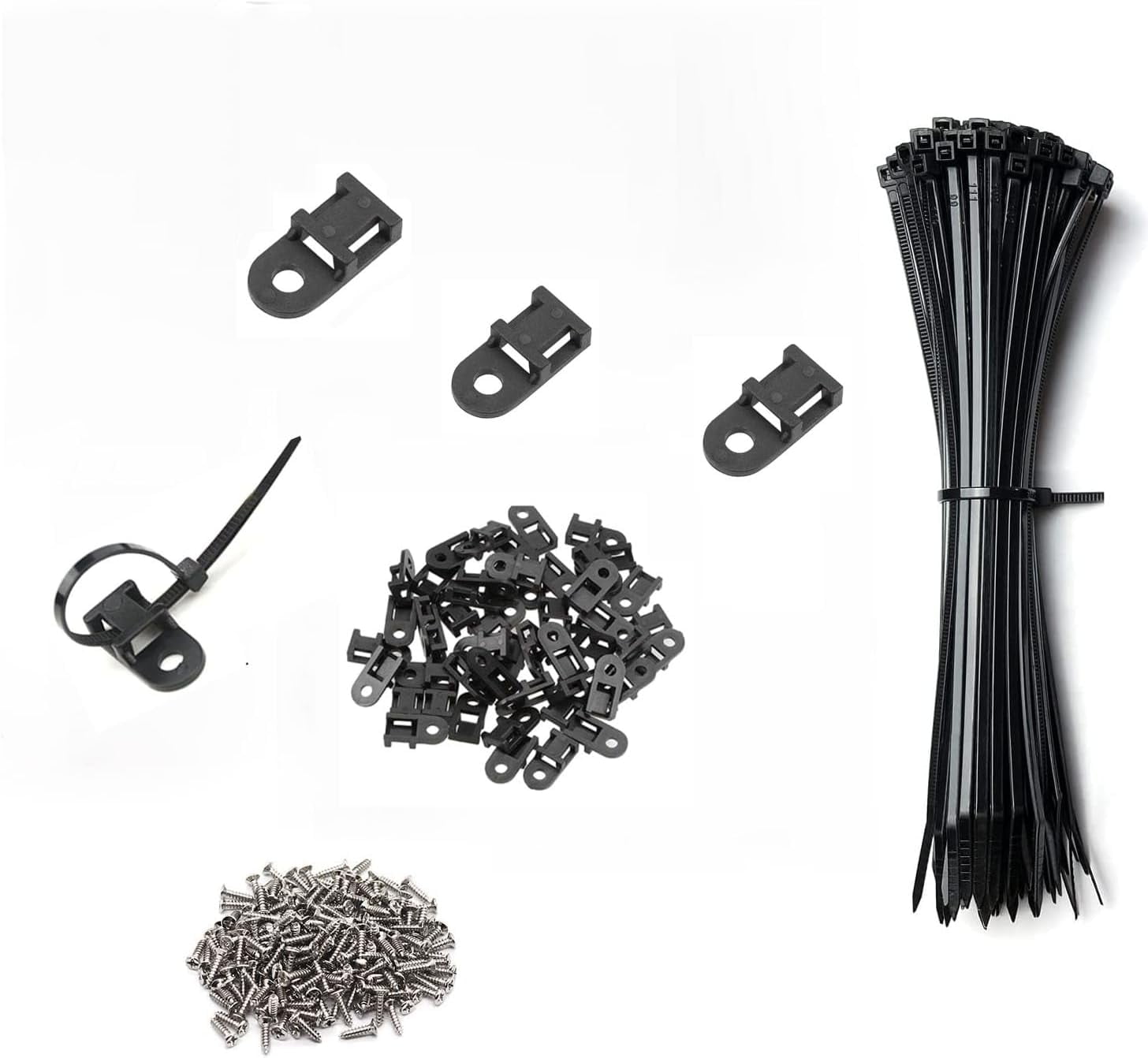 BDKWID-Black Cable Zip Tie Mounts Kit-50 Pcs Cable Zip Tie Saddle Type ...