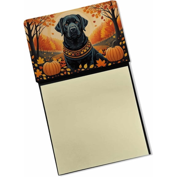 BDKWID-Black Labrador Retriever Fall Sticky Note Holder Refillable Dispenser Self-Sticky Note Pads, Memo Pads Blank Desk Accessories