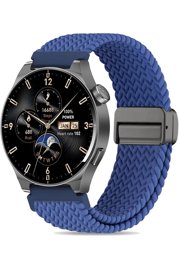-Braided Stretchy Nylon Magnetic Clasp Watch Band Compatible with Tozo S5/S6/S3 Smartwatch,Sport Loop Soft Elastic Adjustable Quick Release Strap for CMF Watch Pro 2/Pro/3 Pro Women Men