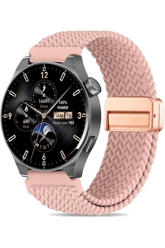 -Braided Stretchy Nylon Magnetic Clasp Watch Band Compatible with Tozo S5/S6/S3 Smartwatch,Sport Loop Soft Elastic Adjustable Quick Release Strap for CMF Watch Pro 2/Pro/3 Pro Women Men