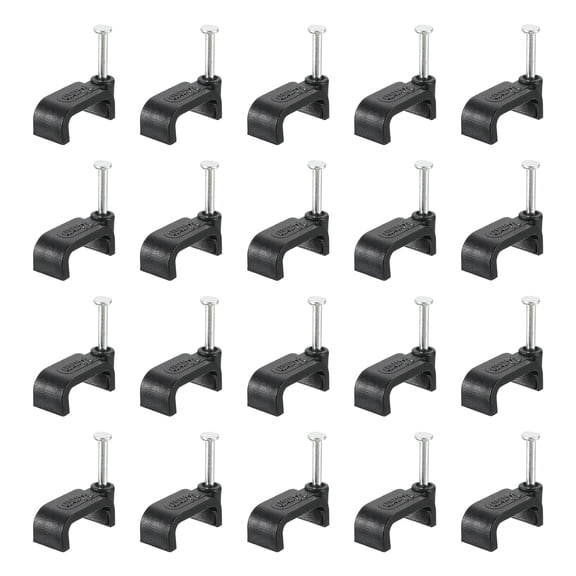 BDKWID-Cable Clips with Steel Nail, 100Pcs 14mm/0.55" Plastic Cable Wire Clips, Ethernet Cable Clips Nail in Cable Clips for Home Wires Cables Cords Management, Black