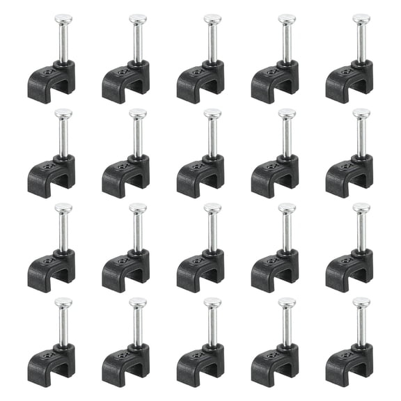 BDKWID-Cable Clips with Steel Nail, 100Pcs 5mm/0.2" Plastic Cable Wire Clips, Ethernet Cable Clips Nail in Cable Clips for Home Wires Cables Cords Management, Black