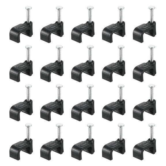 BDKWID-Cable Clips with Steel Nail, 100Pcs 8mm/0.31" Plastic Cable Wire Clips, Ethernet Cable Clips Nail in Cable Clips for Home Wires Cables Cords Management, Black