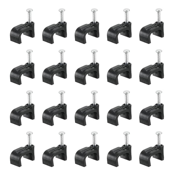 BDKWID-Cable Clips with Steel Nail, 100Pcs 9mm/0.35" Plastic Cable Wire Clips, Ethernet Cable Clips Nail in Cable Clips for Home Wires Cables Cords Management, Black