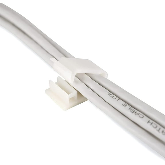 BDKWID-Cable Clips White with 3M Adhesive, Multipurpose Small Wire Clamps for Cable Management and Cable Runs - 50 Pack Black Bundled with 10 Reusable Cable Ties, Screws Included for Permanent Mounti