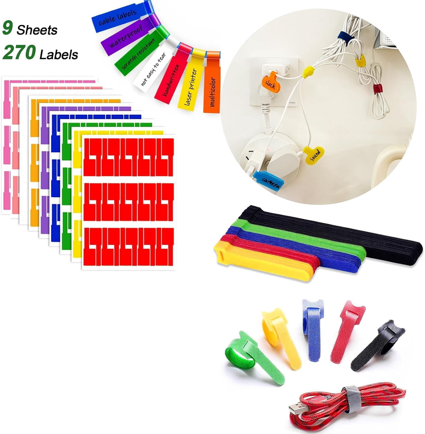 BDKWID-Cable Labels Tags for Cable Management, and 80 PCS Reusable ...