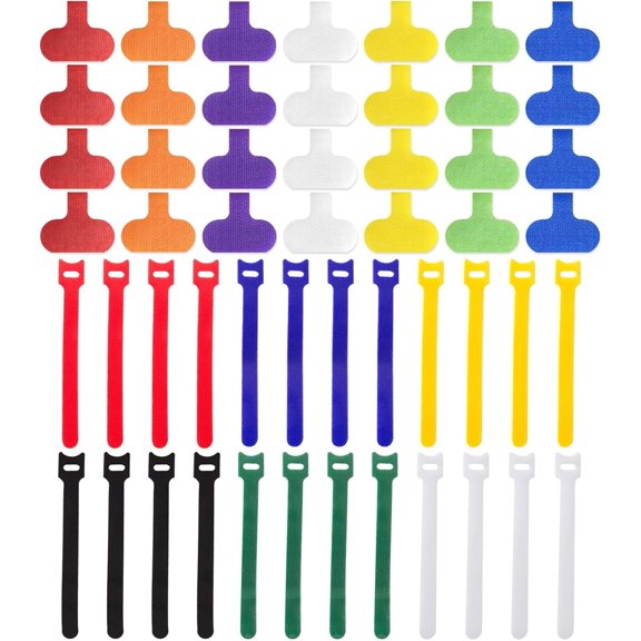 BDKWID-Cable Management Kit, 28 Pcs Multi-color Cable Labels and 24 Pcs Reusable Fastening Cable Ties, Cord Labels/Wire Ties For Home, Office, Desk, Cable Organizer, Cord Management