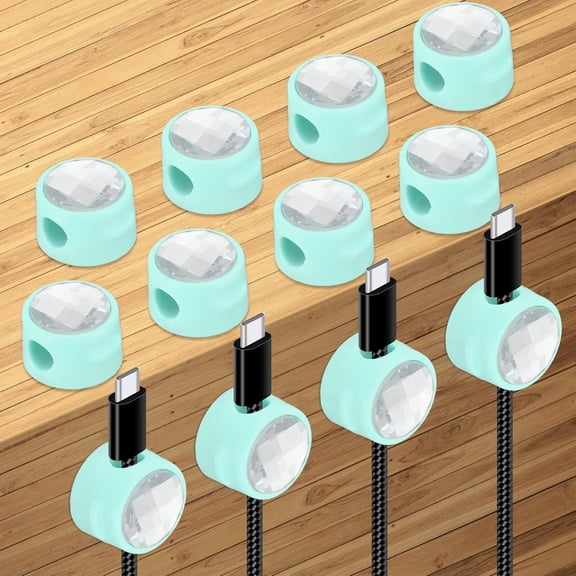 BDKWID-Cable Organizer Holder, 12 Pcs Magnetic Spring Desk Cable Management Clips Adhesive Cord Holder Keeper for Office Desktop Wall Car, Blue