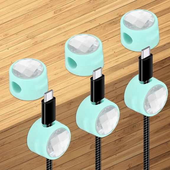 BDKWID-Cable Organizer Holder, 6 Pcs Magnetic Spring Desk Cable Management Clips Adhesive Cord Holder Keepers for Office Desktop Wall Car, Blue