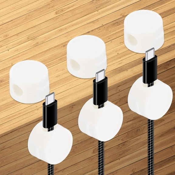 BDKWID-Cable Organizer Holder, 6 Pcs Magnetic Spring Desk Cable Management Clips Adhesive Cord Holder Keepers for Office Desktop Wall Car, White