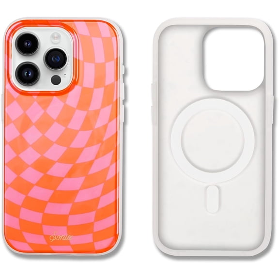 BDKWID-Case for iPhone 15 Pro Max | Compatible with MagSafe | 10ft Drop Tested | Checkered | Checkmate Pink