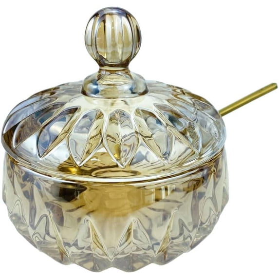 BDKWID-Clear Glass Sugar Bowl Spice Jar Seasoning Box Condiment Pot ...