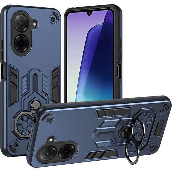 BDKWID-Compatible with Xiaomi Poco C71 Case Cover,Compatible with Xiaomi Redmi A5 4G (171.7) Hard PC + TPU Soft Shell Shockproof Protective Stand Cell Phone Case Blue