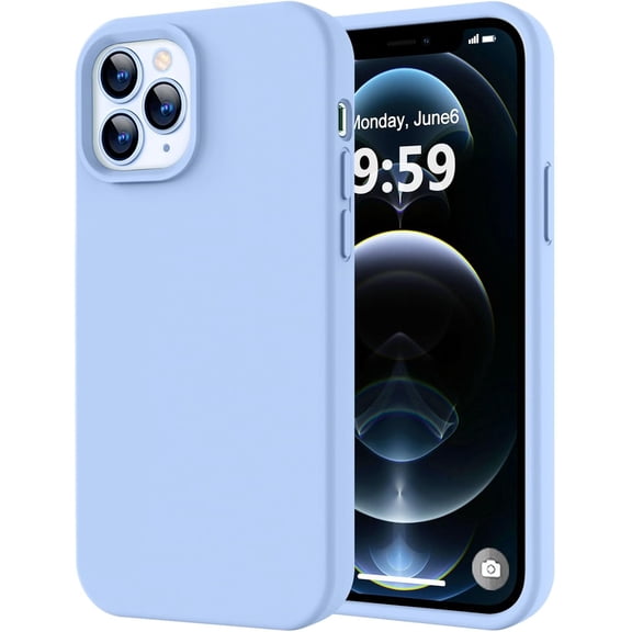 BDKWID-Compatible with iPhone 12 Pro Max Case | Thickening Liquid Silicone | Anti-Scratch Microfiber Lining | Full-Body Duty Heavy Protection Case for iPhone 12 Pro Max Women Girls, Light Blue
