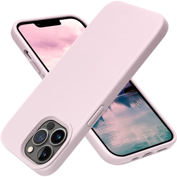 BDKWID-Compatible with iPhone 13 Pro Case,Liquid Silicone Slim Protective Shockproof Phone Case Cover with Anti-Scratch Microfiber Lining, 6.1 inch (Ice Pink)