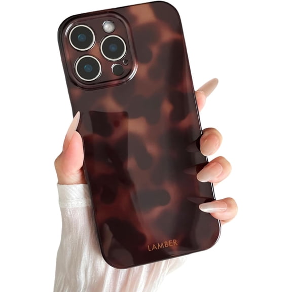 BDKWID-Compatible with iPhone 16 Pro Case Amber Tortoise Shell Phone Case for Women Girls Soft TPU Shockproof Full Camera Protective Phone Cover Brown