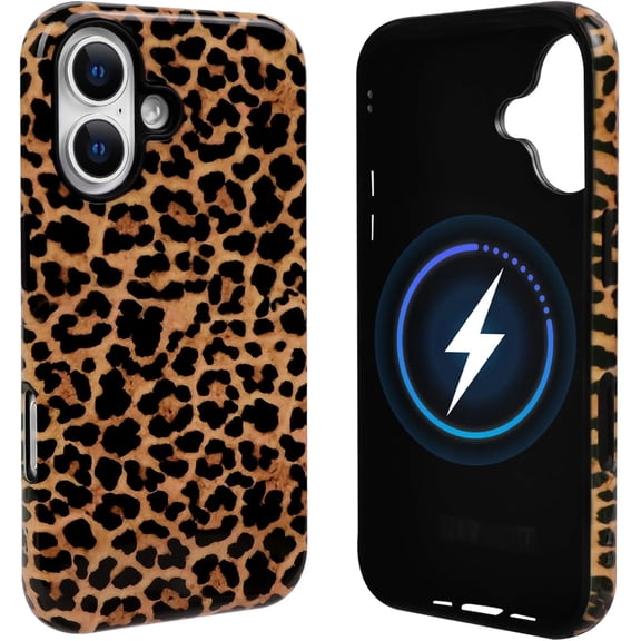 BDKWID-Compatible with iPhone 17 Case Magnetic Compatible with MagSafe Cute Leopard Amber Aesthetic Tortoise Design for Women Men Girls Soft TPU Shockproof Protective Cover - Yellow
