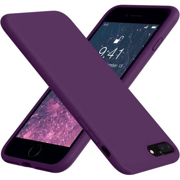 BDKWID-Compatible with iPhone 8 Plus Case, iPhone 7 Plus Case, Soft Silicone Gel Rubber Bumper, Microfiber Lining Hard Shell Shockproof Full Body Protective Cover Grape