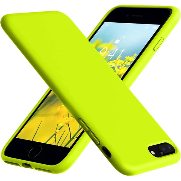 BDKWID-Compatible with iPhone 8 Plus Case, iPhone 7 Plus Case, Soft Silicone Gel Rubber Bumper, Microfiber Lining Hard Shell Shockproof Full Body Protective Cover Fluorescent Green