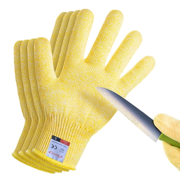 BDKWID-Cut Resistant Gloves, 2 Pairs of Cut Proof Gloves for Kitchen, Oyster Shucking, Fish Fillet Processing, Carving Wood and Gardening (Medium, Yellow)