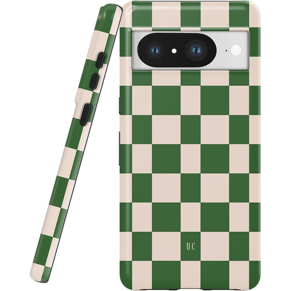 BDKWID-Designed for Google Pixel 8 Case, Shockproof Design Protective Slim Stylish TPU Durable Phone Cover Case Non-Slip Precise Cutouts for Camera (Green Checkered)