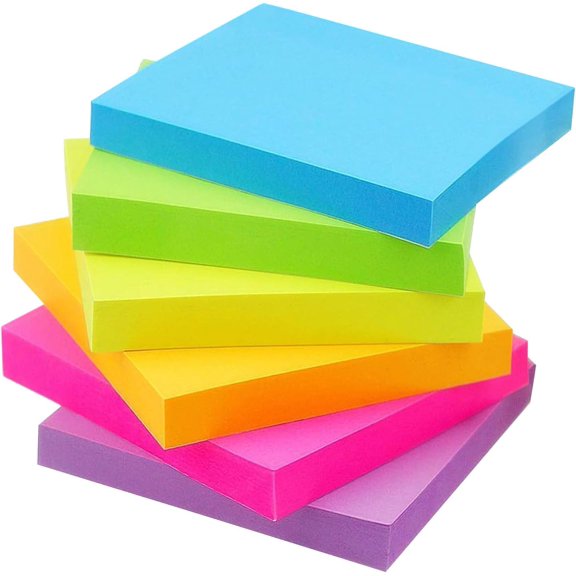 BDKWID-Early Buy Sticky Notes 6 Bright Color 6 Pads Self-Stick Notes 3 in x 3 in, 100 Sheets/Pad