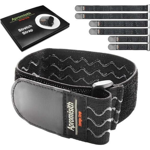 BDKWID-Elastic Hook and Loop Fastening Cable Strap, 12"18"24" (6 Pack) Silicone Anti-Slip Cinch Straps for Extension Cord, Cable, Cord Wrap and Hose Organization and Storage