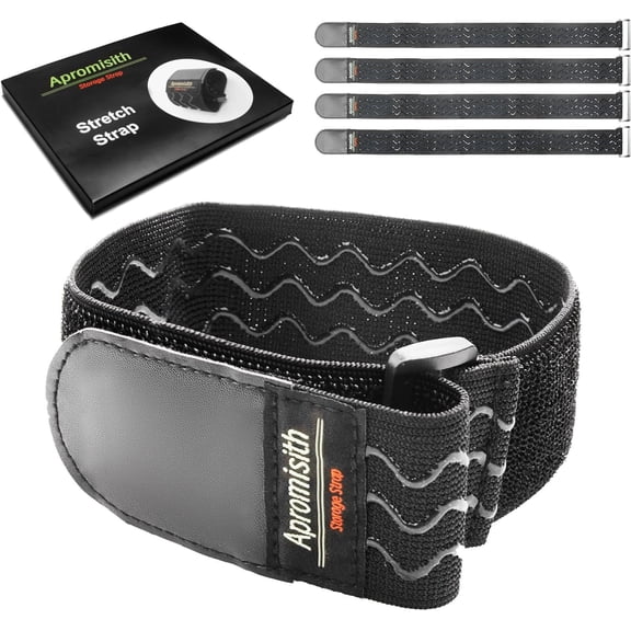 BDKWID-Elastic Hook and Loop Fastening Cable Strap, 24" (4 Pack) Silicone Anti-Slip Cinch Straps for Extension Cord, Cable, Cord Wrap and Hose Organization and Storage