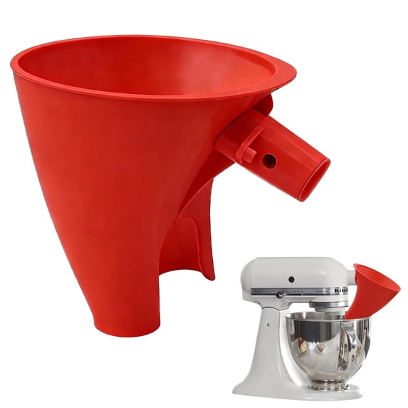 BDKWID-Flour Funnel for Kitchen Aid Mixer,4.5-5 Qt(Artisan KSM150) Funnel for kitchenaid Stand Mixer Anti-Splash Stand Mixer attachments Mess-Free Pouring Smooth Easy to Clean-Red