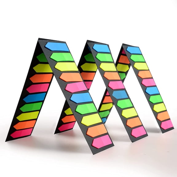 BDKWID-Fluorescent Translucent Sticky Note Flags, 1200 Pcs Total, Pack of 10 Color Tabs, Arrow Index Tabs, Page Flag Markers