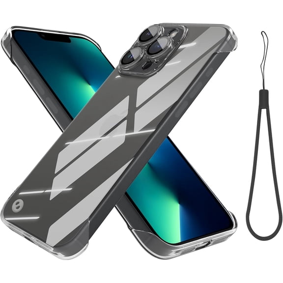 BDKWID-Frameless Phone Case Compatible with iPhone 13 Pro Max Clear Minimalist Case, Clear Frameless Design, Lens Protects Shockproof Case