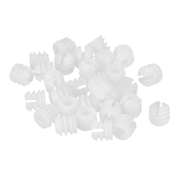 BDKWID-Furniture Plastic Pre-Inserted Nuts, 11mmx10.5mm 120pcs Hinge Dowel Inserts Panel Expansion Nuts for Hinge Self-Tapping Screw, Furniture Connector Fittings