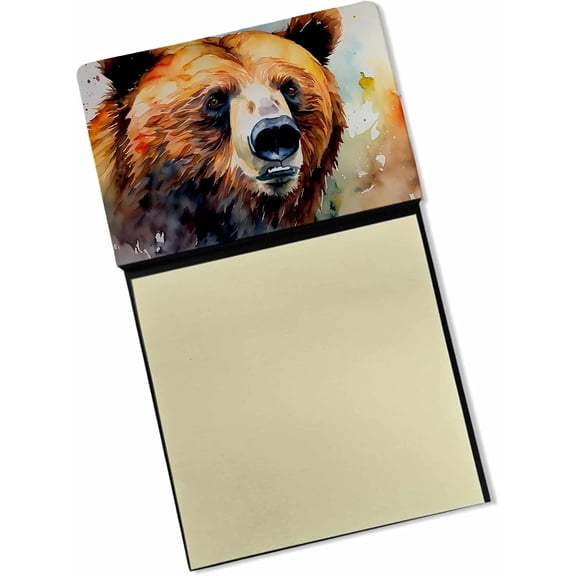 BDKWID-Grizzly Bear Sticky Note Holder Refillable Dispenser Self-Sticky Note Pads, Memo Pads Blank Desk Accessories