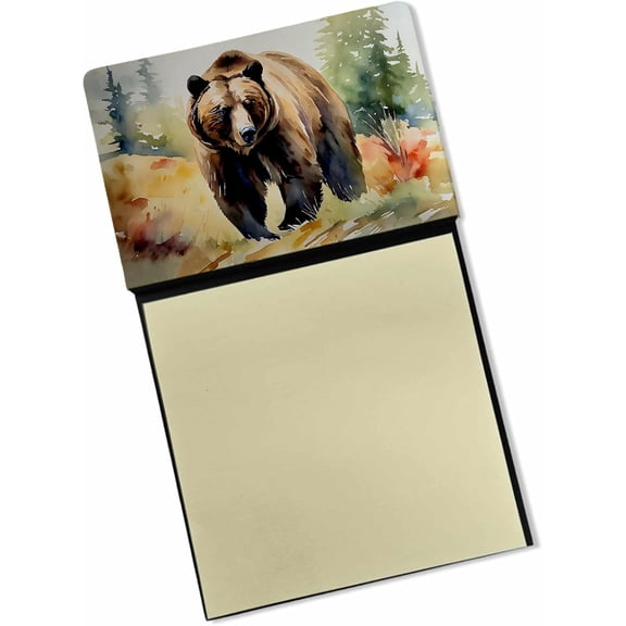 BDKWID-Grizzly Bear Sticky Note Holder Refillable Dispenser Self-Sticky Note Pads, Memo Pads Blank Desk Accessories