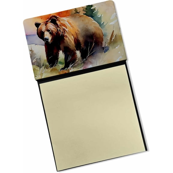 BDKWID-Grizzly Bear Sticky Note Holder Refillable Dispenser Self-Sticky Note Pads, Memo Pads Blank Desk Accessories