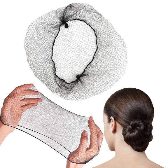 BDKWID-Hair Nets 20 PCS, 22 Inches Elasticity Invisible Elastic Mesh Wig Nets for Hair Bun Making Ballet Dancer Kitchen Food Serive (BLACK)