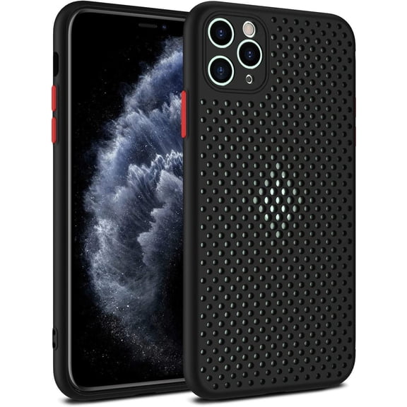 BDKWID-Heat Dissipation Phone Case, New Breathable Hollow Cellular Hole Heat Dissipation Case Full Back Camera Lens Protection Ultra Slim TPU Case Cover (Black, Compatible with iPhone SE 2020)