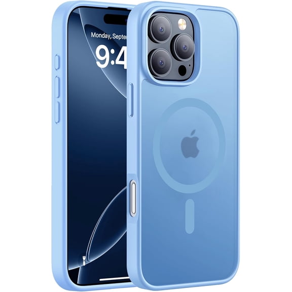 BDKWID-Hualele Magnetic for iPhone 16 Pro Max Case,Compatible with MagSafe, Military Grade Dropproof Translucent Matte Hard Back Soft Edge Slim 16 Pro Max Case,Peak Blue