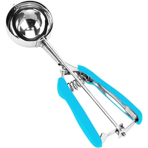 BDKWID-Ice Cream Scoop, Cookie Scoop, 5.3 Tbsp/ 80 ml/ 2.7 oz Cookie Scoops for Baking, 18/8 Stainless Steel Cookie Scooper for Baking, Ice Cream Scooper with Trigger Release, Cookie Dough Scoop(Blue