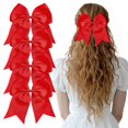 thumbnail image 1 of BDKWID-Large Red Hair Bows, 4-Pack Grosgrain Ribbon Cheer Bows, Classic Style Hair Accessories, 1 of 4