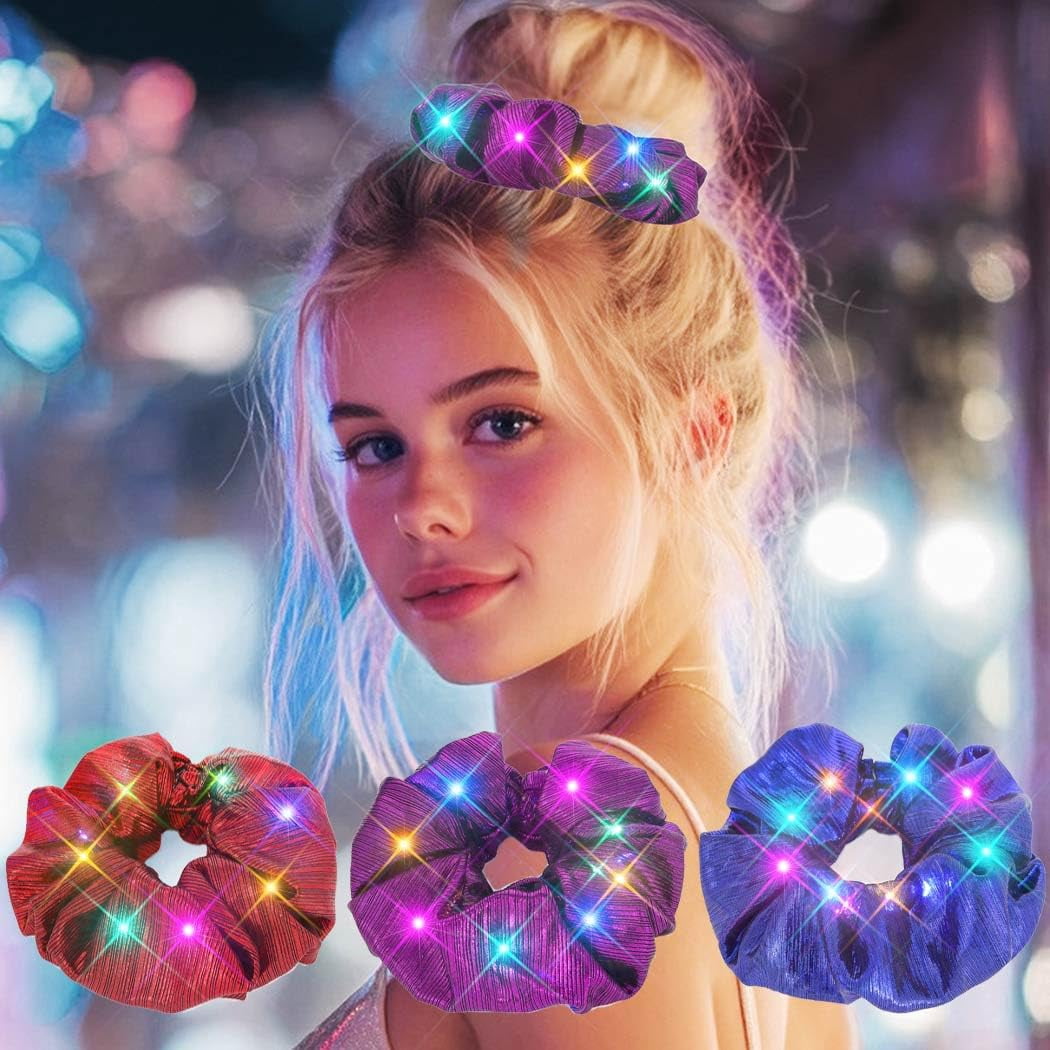 LED Hair Scrunchies 20PCS Colorful Glitter Luminous Hair Bands for Parties Amazon.com : 20PCS LED Scrunchies, Light up Hair Scrunchy  main image 3