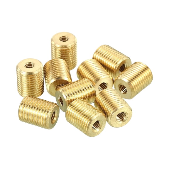 BDKWID-M10 to M4 Fine Thread Adapter Reducer Thread Reducing Nuts Insert, 10 Pack 12mm Threaded Hollow Tube Adapter Brass Coupler Connector Pipe Fitting