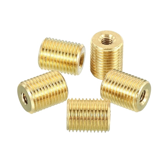 BDKWID-M10 to M4 Fine Thread Adapter Reducer Thread Reducing Nuts Insert, 5 Pack 12mm Threaded Hollow Tube Adapter Brass Coupler Connector Pipe Fitting