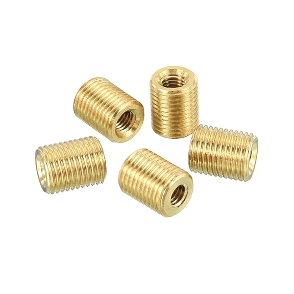 BDKWID-M10 to M5 Fine Thread Adapter Reducer Thread Reducing Nuts Insert, 5 Pack 12mm Threaded Hollow Tube Adapter Brass Coupler Connector Pipe Fitting