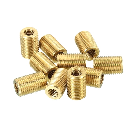 BDKWID-M10 to M6 Fine Thread Adapter Reducer Thread Reducing Nuts Insert, 10 Pack 15mm Threaded Hollow Tube Adapter Brass Coupler Connector Pipe Fitting